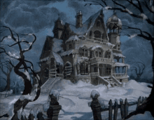 Haunted House Snowing GIF - Haunted House Snowing Halloween GIFs