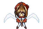 a pixel art drawing of a girl with wings