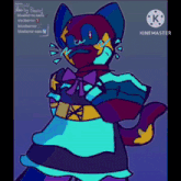 a drawing of a cat wearing a bow tie and a dress