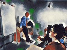 a man giving a presentation to a group of people