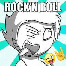 a cartoon character with a beard and mustache is making a rock n roll sign .
