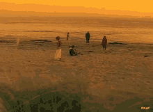 a painting of people on a beach with the watermark rbd.gif at the bottom