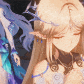 a girl with long blonde hair and a crown on her head looks sad