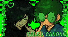 a drawing of two anime characters with the name valru canon