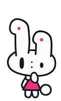 a cartoon drawing of a bunny with a pink dress