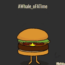 a cartoon drawing of a hamburger with the words awhale_ofatime on it