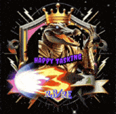 a picture of a crocodile with a crown that says happy tasking on it