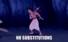 a cartoon of aladdin with the words no substitutions on the bottom