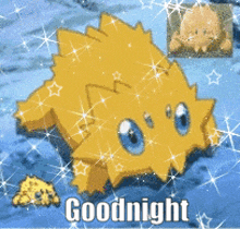 a picture of a cartoon character with the words goodnight below it