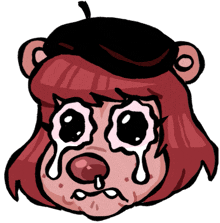 a cartoon drawing of a girl with tears coming out of her eyes and nose
