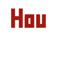 the word hou doe is written in red letters on a white background