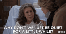 Why Dont We Just Be Quiet For A Little While Lily Tomlin GIF - Why Dont We Just Be Quiet For A Little While Lily Tomlin Frankie Bergstein GIFs