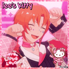 a picture of lee 's kitty with a hello kitty on it