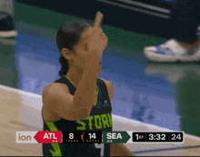 a basketball game between atl and sea is going on