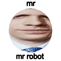 a man 's face is in a circle with the words mr mr robot above it