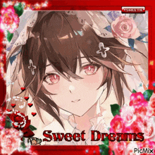 a picture of a girl with the words sweet dreams in the corner