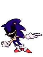 a cartoon drawing of a purple sonic the hedgehog pointing at something