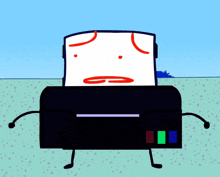 a cartoon of a printer with a sad face