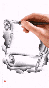 a person is drawing a scroll with a pen and the name antua333 on the bottom