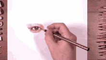 a person is drawing an eye with a pencil