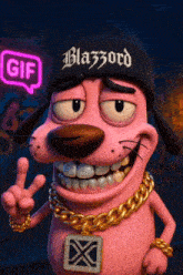 a cartoon character wearing a beanie that says blazzard on it