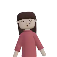 a girl in a pink shirt is sleeping with the letters n flying around her