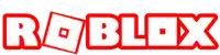 a red and white logo for roblox is displayed on a white background