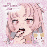 a drawing of a girl with the words nei only loves nei above her