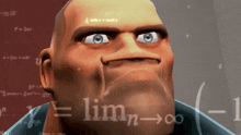 a man 's face is surrounded by mathematical equations including lim n