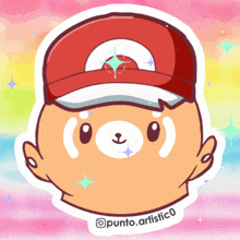 a cartoon drawing of a bear wearing a red hat with the words punto.artistico below it
