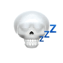 a skull with its eyes closed and sleeping emojis coming out of it 's mouth .