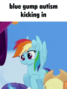 a picture of a rainbow dash from my little pony kicking in