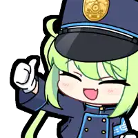 a cartoon illustration of a police officer with green hair