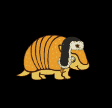 a cartoon armadillo wearing a russian hat and a cane