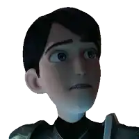a close up of a cartoon character 's face