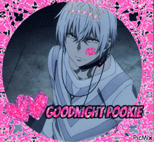 a picture of a man with the words goodnight pookie