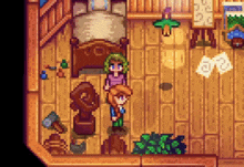 a video game shows a couple standing next to each other in a room