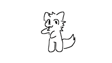 a black and white drawing of a cartoon cat