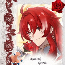 a picture of argenti only loves shiny with a red rose