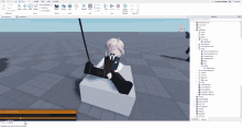 a screenshot of a video game with a girl on a swing