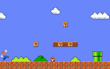a video game with mario and a question mark