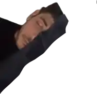 a man in a black shirt is sleeping with his head resting on his arm
