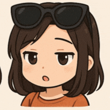a cartoon of a girl wearing sunglasses making a funny face