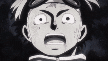 a black and white drawing of a person 's face with a surprised look on their face