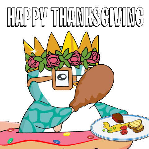Penguin Thanksgiving Sticker - Penguin Thanksgiving Pudgy Stickers