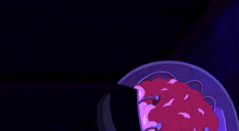 a cartoon drawing of a tiger laying on the floor with a purple light coming out of it
