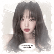 a picture of a girl with the words wonyoung de katsita on the bottom