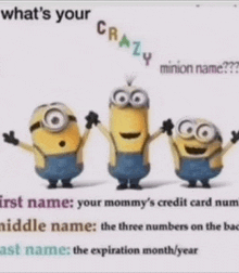 Crazy Minion Name GIF - Crazy Minion Name GIFs