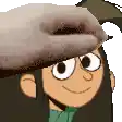 a cartoon character wearing a hat with a cat 's nose on it .