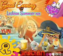 a poster that says good evening lesbian summer xoxo on it
